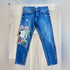 Zara Embroidered Jeans Womens Size 6